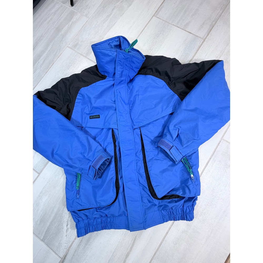 Columbia Powder Keg Vintage Ski Jacket Mens Tall L Blue Black F4 ST 5080
